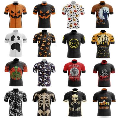 Camiseta de Ciclismo de calavera de Halloween para hombre, r