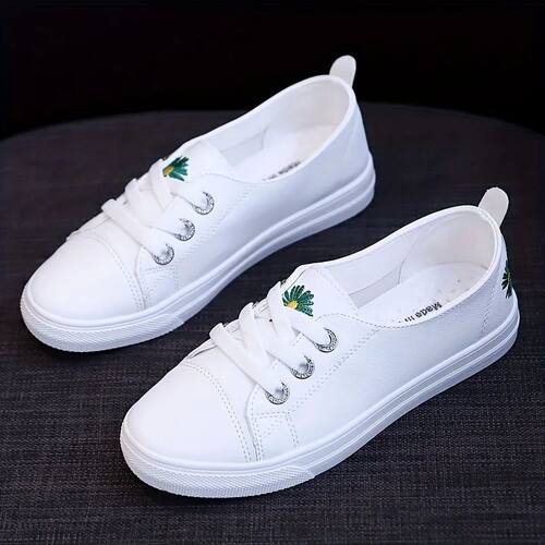 2025Spring And Summer Shallow Mouth White Women's Shoes Lazy