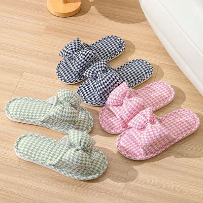 Casual Slippers Women House Bowknot Designer Shoes Ladies Fl