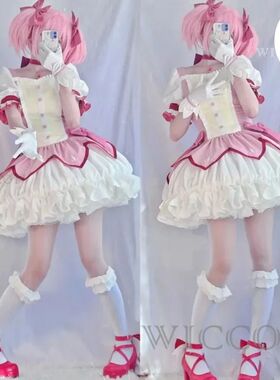 Puella Magi Madoka Magica Cosplay Costume Wig Petticoat Shoe
