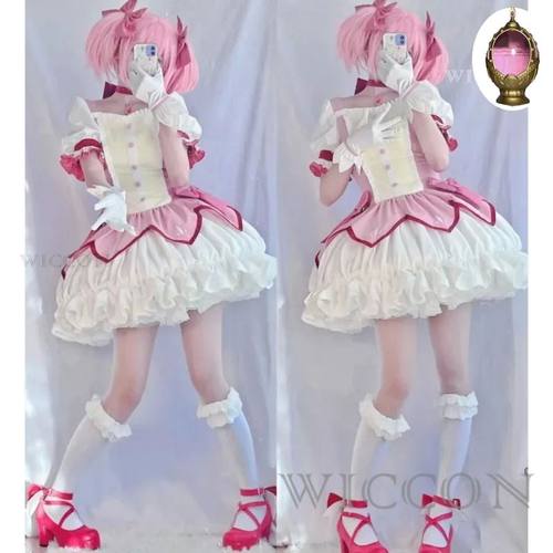 Puella Magi Madoka Magica Cosplay Costume Wig Petticoat Shoe