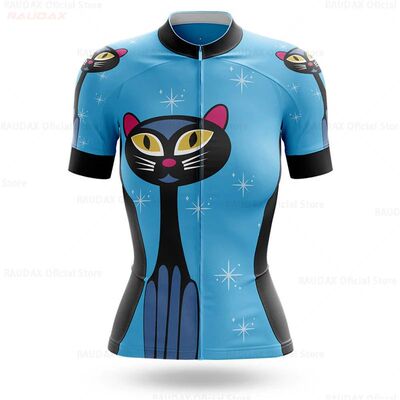 Cat Lady-Camiseta de ciclismo para mujer, camiseta de manga