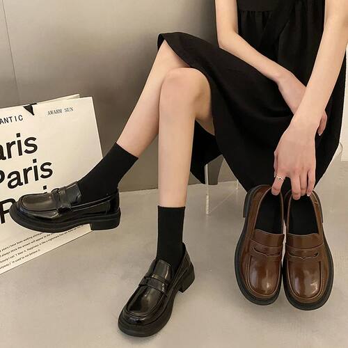 New Popular Women's Loafers Spring British Style Slip on Pla