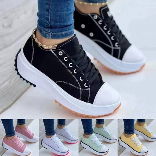New Women Luxury Designer Platform Sneakers Woman Canvas Bre