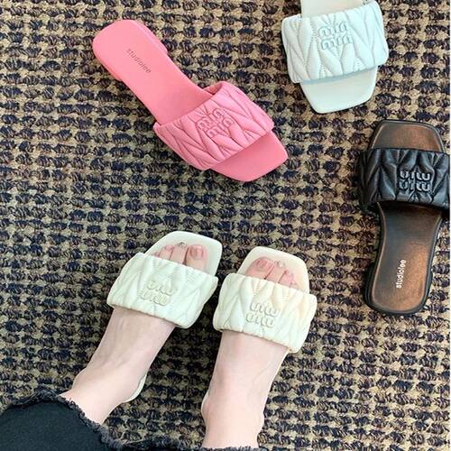 Summer Open Toe Fashion Solid Color Square Toe Lightweight N