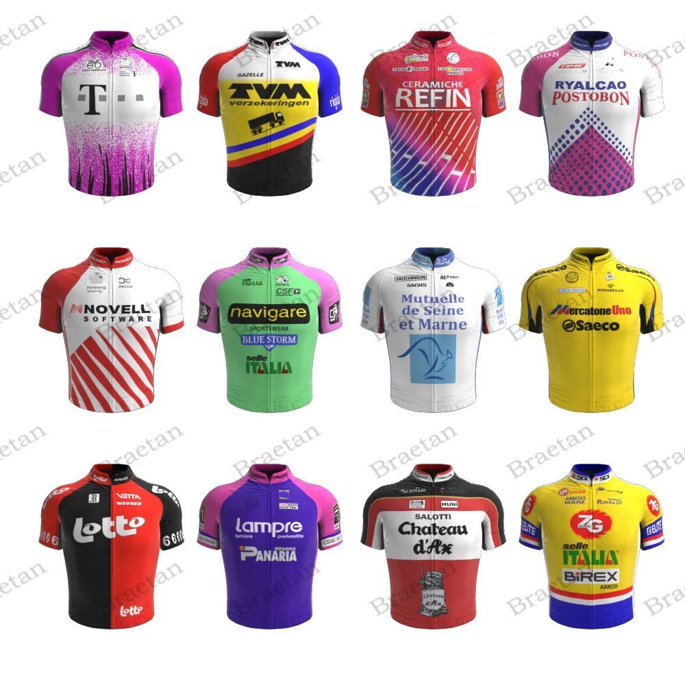 Camiseta de Ciclismo Retro para hombre, camiseta de manga co