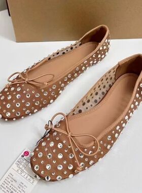 Luxury Crystal Women Ballet Flats Shiny Mesh Light Breathabl