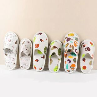 Cartoon Owl Cat Printed Disposable Slippers Hotel Travel Sof