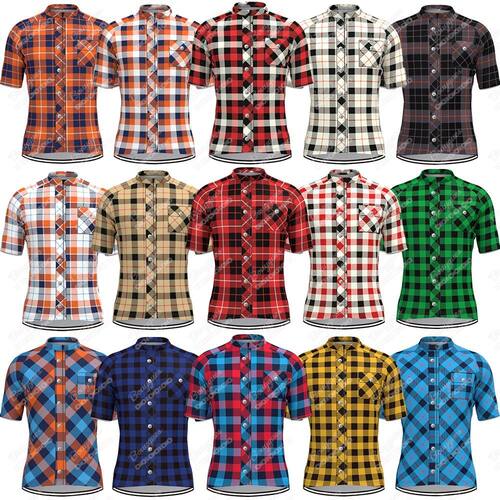 Camiseta de ciclismo a cuadros para hombre, Maillot reflecta