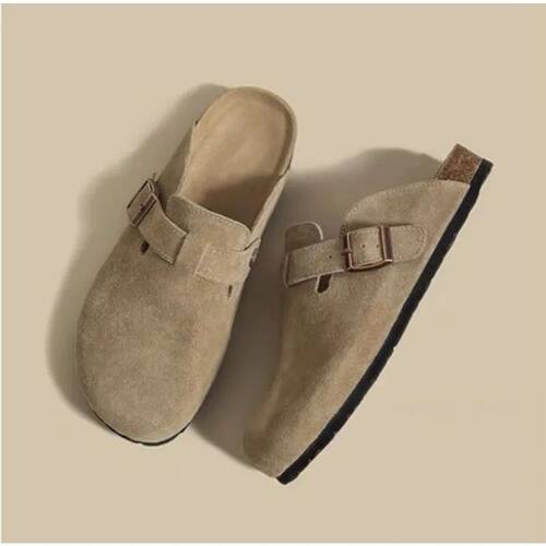 Designer Fashion Women's Suede Mules Slippers Clogs Cork Ins