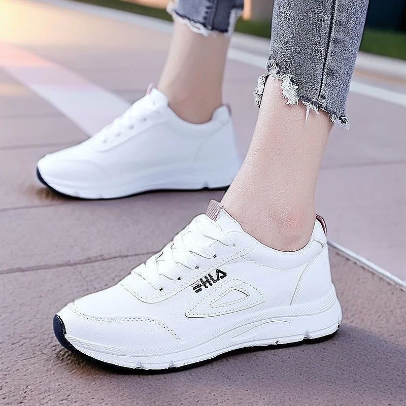 2025 New Sneakers Women's Leather Casual Shoes Korean Versio
