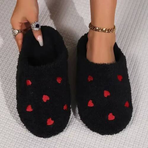 Winter Women's Heart-Shaped Slippers Love Mute Soft Sole Sho