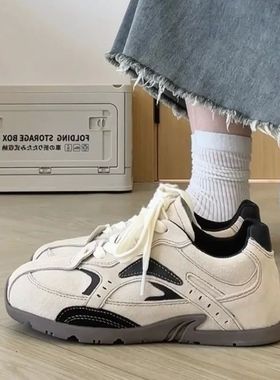 Retro Color Blocked Women's Shoes 2024 New Autumn Flat Botto