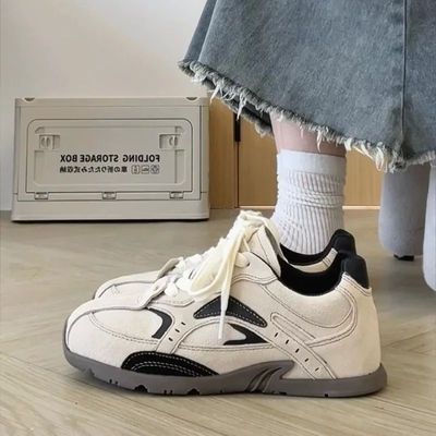 Retro Color Blocked Women's Shoes 2024 New Autumn Flat Botto