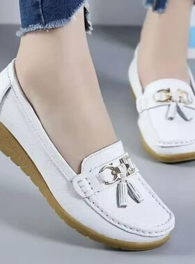 Women's Shoes Slip on Casual Shoes Leather Flat Shoes Female