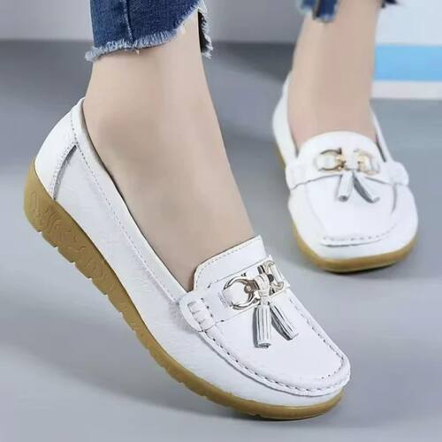 Women's Shoes Slip on Casual Shoes Leather Flat Shoes Female