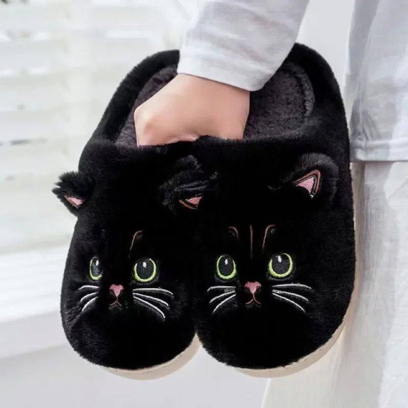 Winter Home Slippers Women Shoes Cute Cartoon Cat Slippers M
