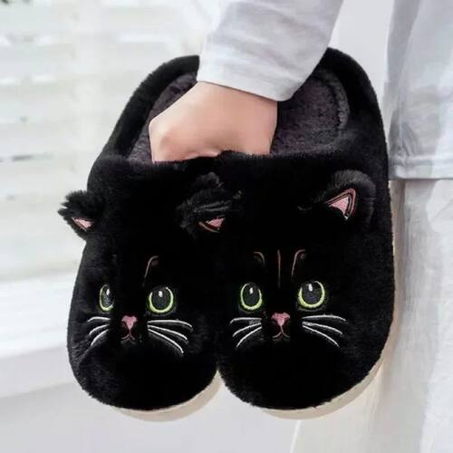 Cute Cat Slippers Fluffy Furry Women Home Platform Slippers