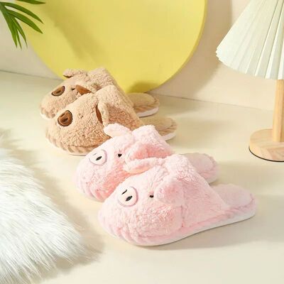 Woman Winter Cotton Slippers New Cut Lovely PIg Faux Fur War