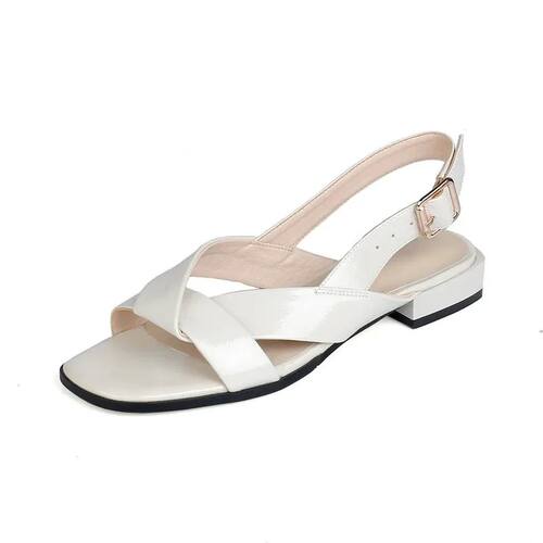 2023 New Genuine Leather Shoes Women Low Heel Square Toe Cas