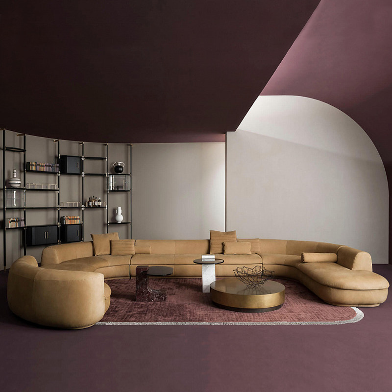 baxter弧形沙发磨砂皮高定别墅豪宅大平层piaf沙发进口全真皮沙发