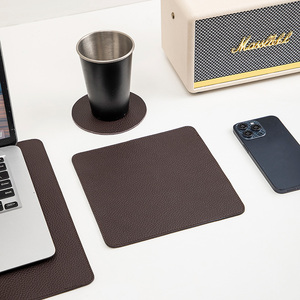 头层牛皮鼠标垫书桌垫真皮超大防滑简约办公家用防水厚实皮垫定制