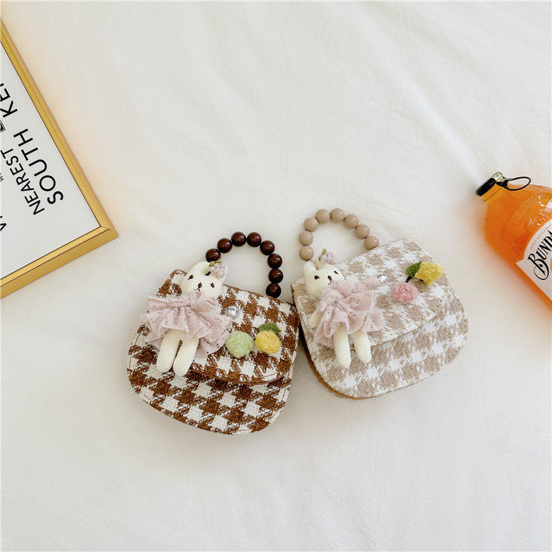 儿童包秋冬新款可爱小兔子儿童手拎包小香风女童链条斜挎包配饰包