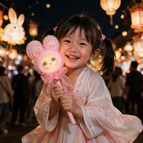 2026手持景区国潮文创灯中秋节手握小兔子发光灯成品古风拍照道具