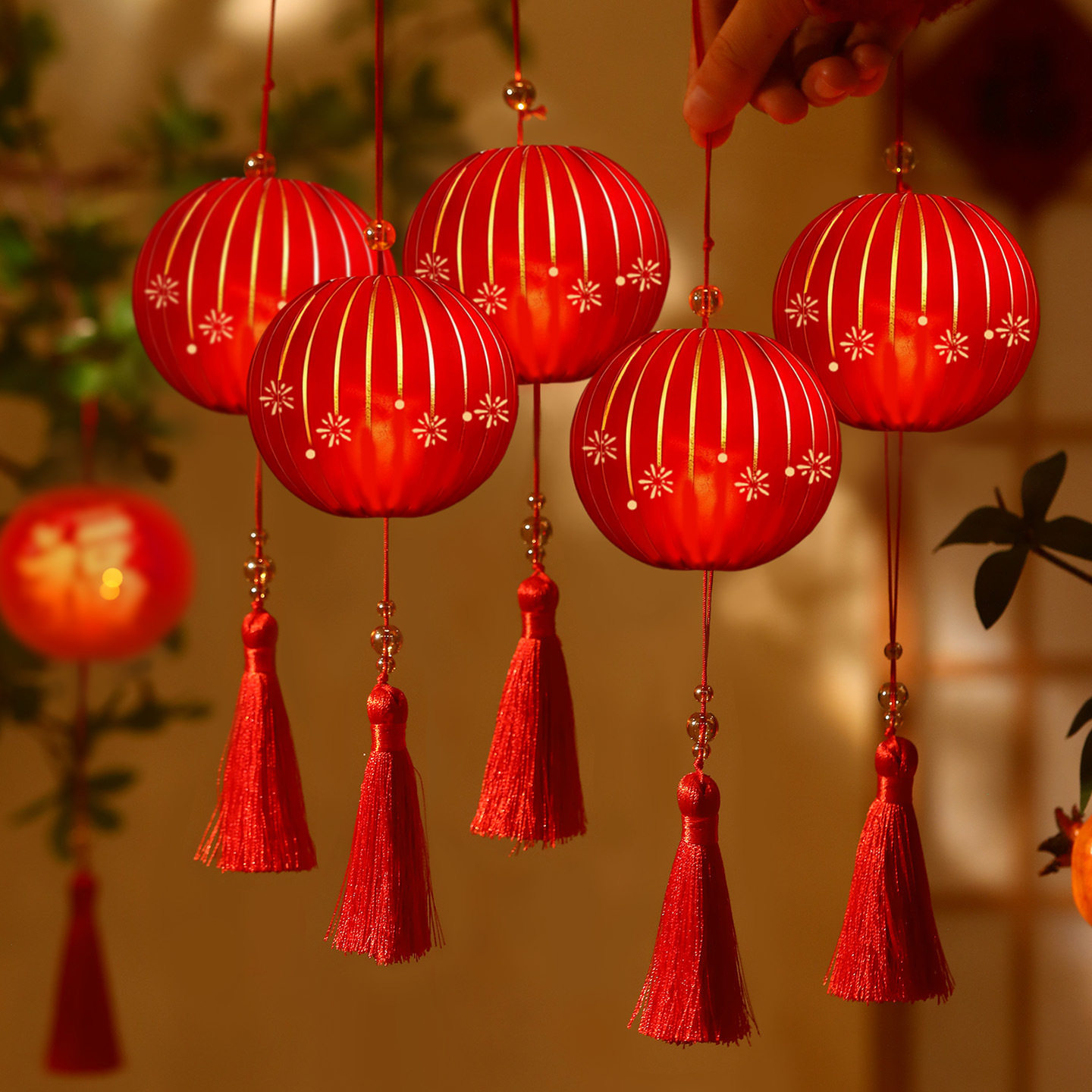 过年春节玄关客厅喜庆装饰树上挂饰2026马年新款中式新年福字灯笼