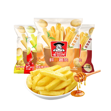 卡尔代香脆薯条35袋鲜切薯片蜂蜜黄油脆休闲零食大礼包非膨化小包