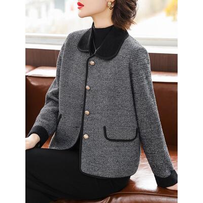 洋气妈妈春装小香风短款外套40岁50中老年女装春秋洋气夹克上衣服