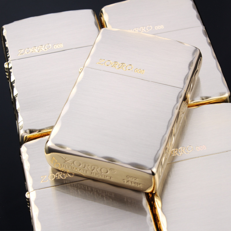香港zorro佐罗正品创意防风煤油打火机花边雕刻金色送礼送礼008