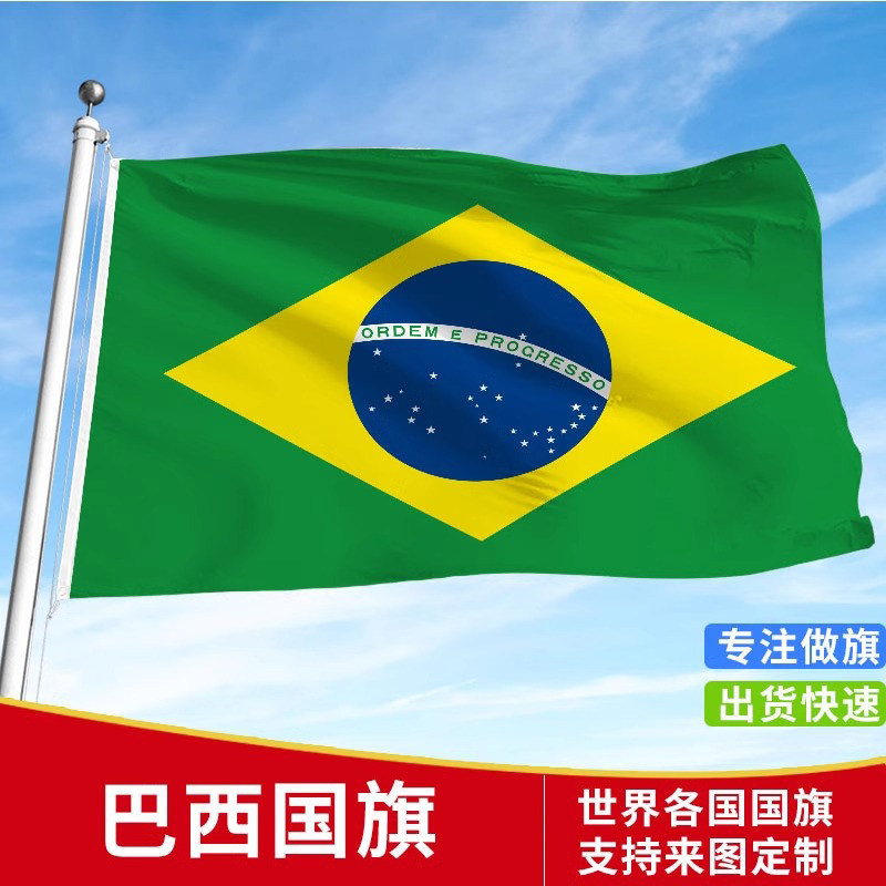 巴西国旗户外旗手摇旗中巴串旗办公桌旗公司企业旗帜世界各国旗子运动会小旗定做装饰吊旗落地旗3号4号旗定制