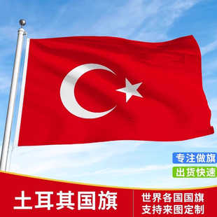 标准土耳其国旗户外飘旗手摇旗串旗办公桌旗落地旗会议签约旗帜外国旗帜万国旗运动会小旗帜装饰吊旗3号4号旗
