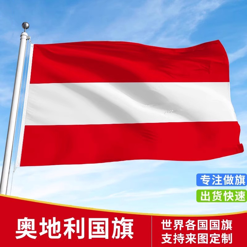 标准奥地利国旗户外旗手摇旗串旗办公桌旗会议签约旗帜外国旗万国旗运动会小旗帜广场装饰吊旗落地旗3号4号旗