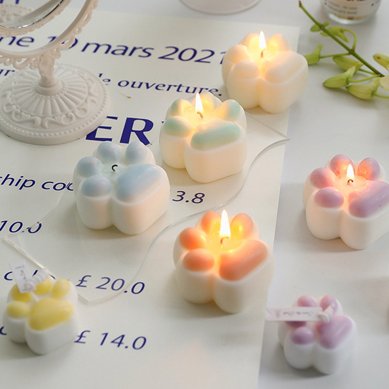 猫爪蜜桃粉低温蜡烛情侣香薰滴蜡互动皮肤护理蜡烛