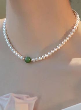仿猫眼石项链女ins小众设计不掉色新款珍珠闺蜜百搭转运珠项饰品