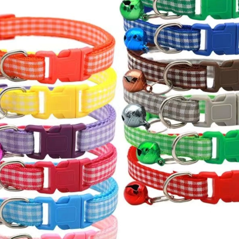 宠物小方格子项圈狗猫通用防丢识别休闲颈圈装饰