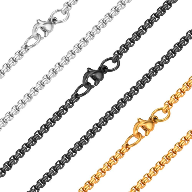 简约时尚百搭黑色链子方链嘻哈项链细链子素链