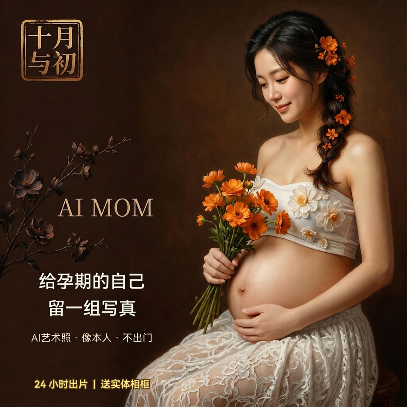 AI孕妇照在家拍影楼级孕妈写真孕肚艺术照定制送相框本地处理隐私