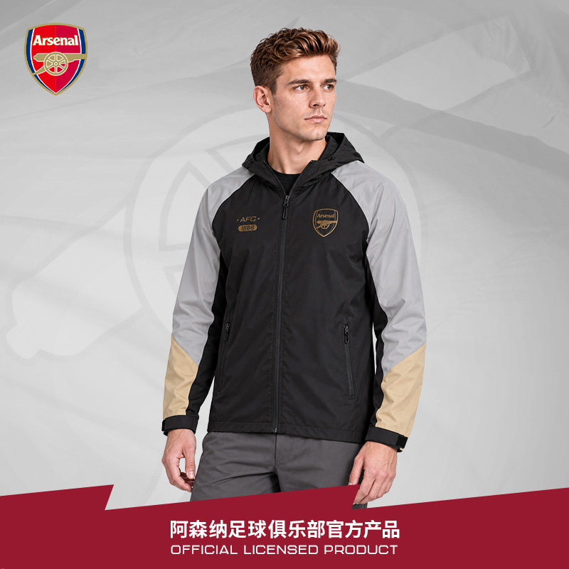 arsenal阿森纳旗舰店官方正品连帽拼色薄款风雨衣夹克外套