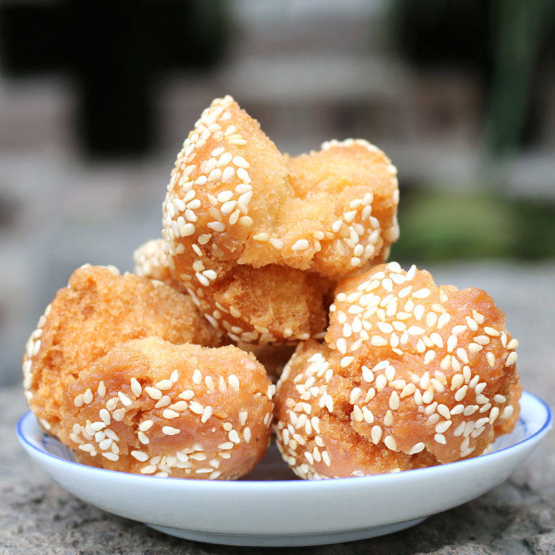 广西特产传统糕点开口笑零食开口枣芝麻球油炸童年怀旧