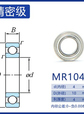 微型精密小轴承 MR104Z MR104ZZ MR104RS L-1040ZZ 4*10*4mm 高速