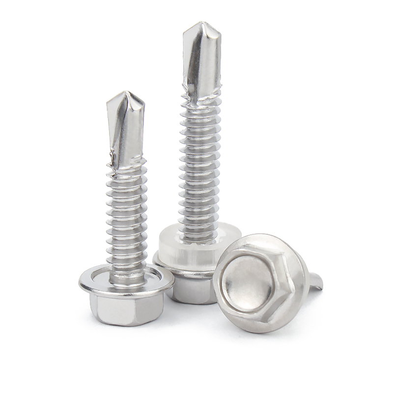 不锈钢外六角钻尾螺丝 自攻螺丝钉钻铁 大扁头螺钉自钻螺丝钻钢板