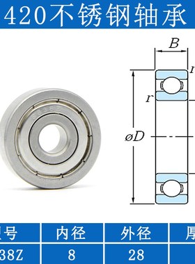 不锈钢轴承SS 634/635/636/638/6300/6301/6302/6303/6304ZZ -2RS