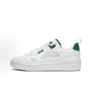 见好体育李宁Common 80s 耐磨低帮板鞋女 款白绿 AGCT228-1 002仓