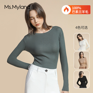 打底針織衫 米蘭妮不扎手輕溥縷空修身 Ms.Myland100%巴素蘭羊毛衫