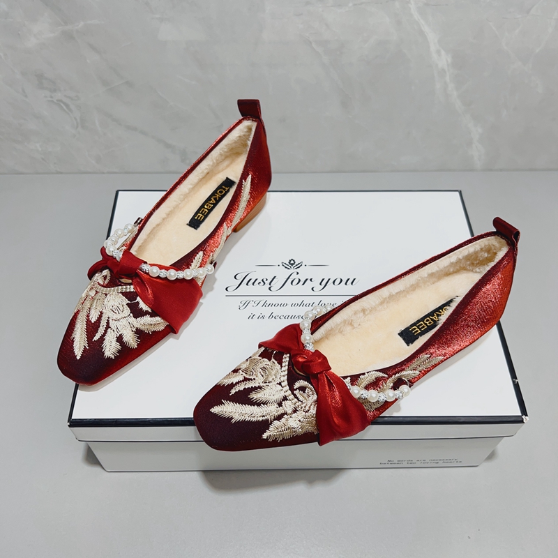 新中式国风刺绣旗袍鞋女