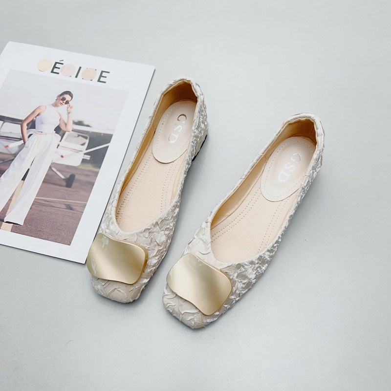 粗跟单鞋女2025春秋新款时尚渐变方头方扣低跟女鞋小众大码瓢鞋41,女鞋,浅口单鞋,淘宝优惠券,粉丝福利购,淘宝优惠卷