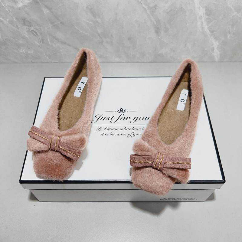 复古蝴蝶结方头平底单鞋女2024秋季新款加绒棉鞋浅口软底豆豆瓢鞋,女鞋,浅口单鞋,淘宝优惠券,粉丝福利购,淘宝优惠卷